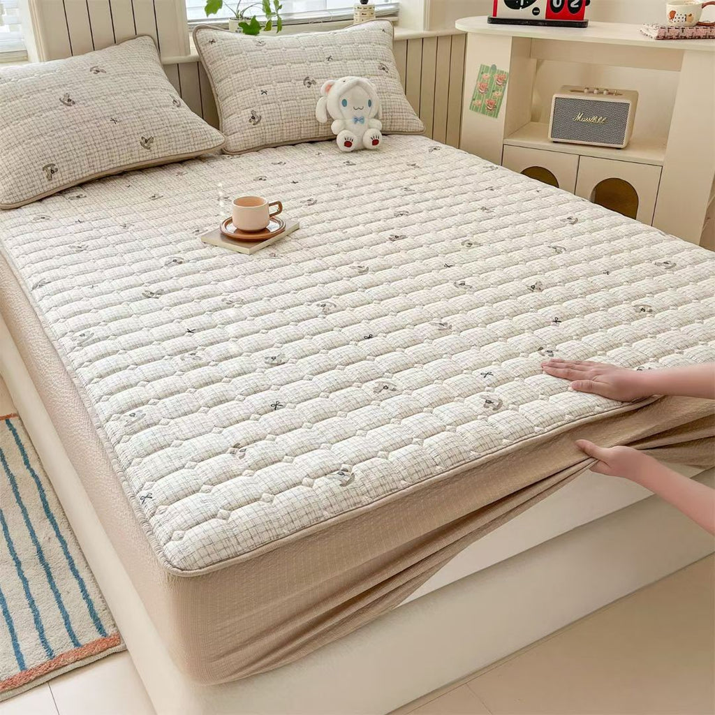 2026 New Skin‑Friendly Quilted Puff Yarn Thickened Fitted Sheet